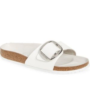 Birkenstock Madrid big buckle white leather 40 (9-9.5)